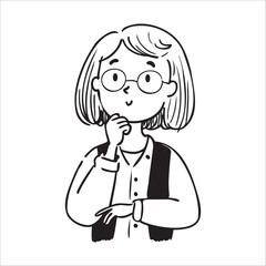 A woman with glasses is looking at the camera