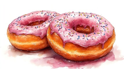 donut with sprinkles clipart watercolor illustration detailed illustration