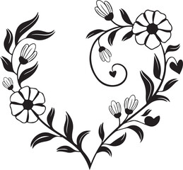Obraz premium Heart-Shaped Floral Designs Featuring Black and White Patterns