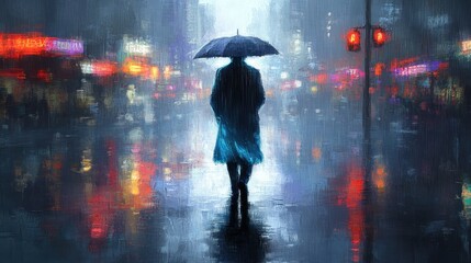 Rainy Night City Stroll