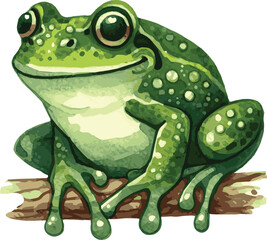 Watercolor realistic vector illustration of a frog