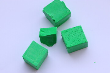 Soy wax paint in the form of cubes, green
paint, 