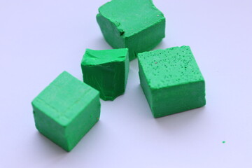 Soy wax paint in the form of cubes, green
paint, 