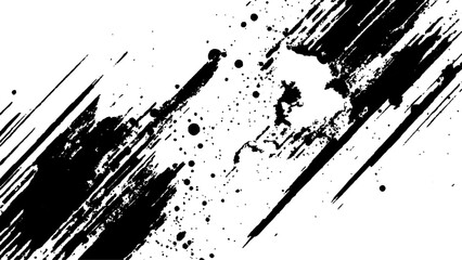 Brush strokes, stain grunge isolated on white background, Stylish, grunge. Vector black spots, splashes and dotted paint brush grunge texture rough black.