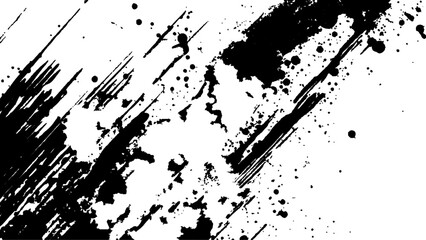 Brush strokes, stain grunge isolated on white background, Stylish, grunge. Vector black spots, splashes and dotted paint brush grunge texture rough black.