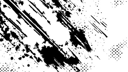 Brush strokes, stain grunge isolated on white background, Stylish, grunge. Vector black spots, splashes and dotted paint brush grunge texture rough black.