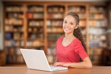 Smart student woman study in library