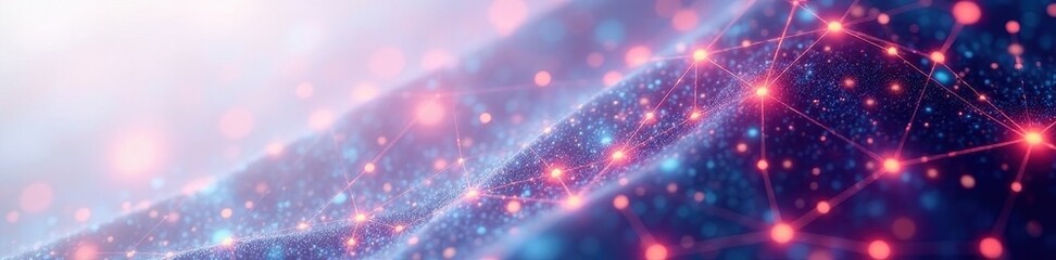 Obraz premium Abstract glowing network nodes, white background, code, digital