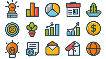 Business & Finance Icon Set – Analytics, Growth & Economy