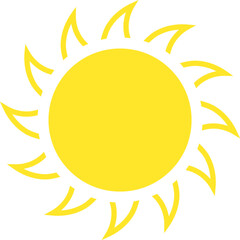 Yellow sun sign. Vector illustration.