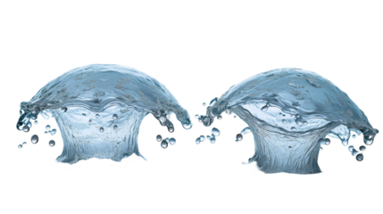 Water Droplet Collision: Two Crystal Clear Water Domes Meeting in Mid-Air