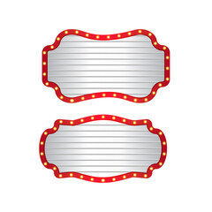 Retro sign frame. Retro frame with light bulb. red retro with light bulb