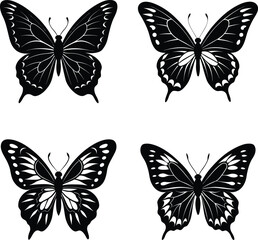 Butterfly with open wings silhouette illustration.