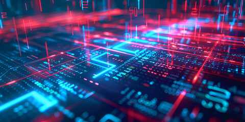 Fototapeta premium Cybernetic circuit board with AI-powered data visualization, Advanced artificial intelligence processing and digital future 
