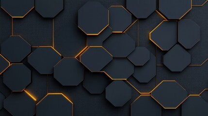 Abstract Dark Octagons with Glowing Edges: A Technological Background