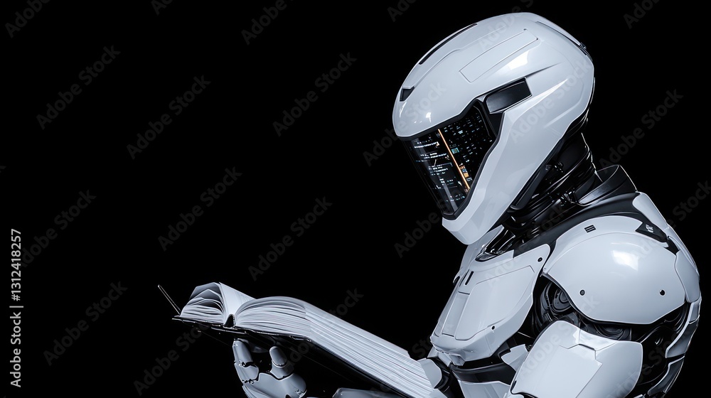 Poster futuristic robot reading a book: a glimpse into artificial intelligence and knowledge