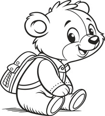 coloring book page cute teddy bear smiling
