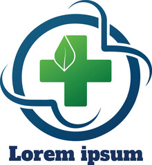 Abstract Medical Logo with Leaf and Cross