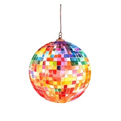 Fototapeta premium Colorful Watercolor Disco Ball with Swirling Patterns and Light Effects
