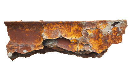 Naklejka premium Corroded metal beam showing rust and corrosion on transparent background