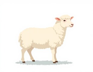 Fototapeta premium White Wool Fleece, Minimalist Flat Color Illustration, Studio Setting, Copy Space