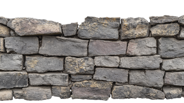 Seamless stone wall texture with transparent background for easy integration