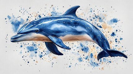 dreamy dolphin clipart isolated watercolor element illustration detailed illustration