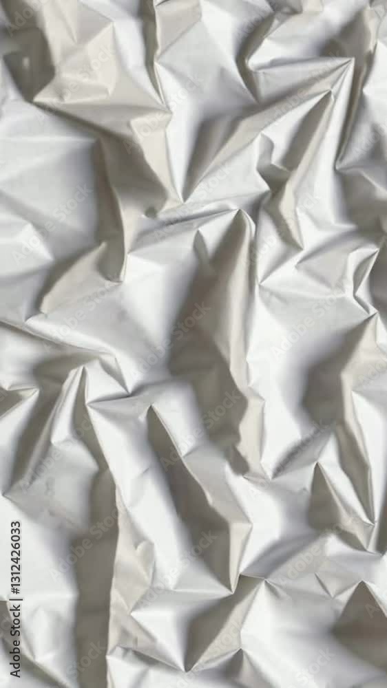 Poster Crumpled paper texture transformation in abstract light and shadow play