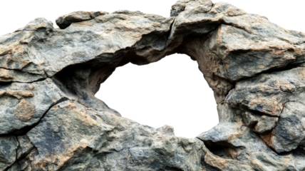 Rock arch creating a transparent window on transparent background