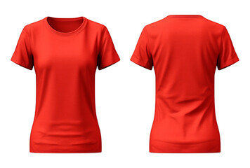 plain red women's t-shirt mockup template, front and back view, generated ai