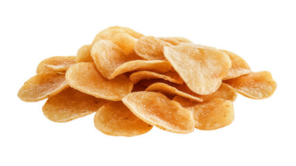 Pile of potato chips isolated on transparent background