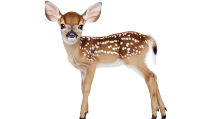 Cute fawn standing on transparent background