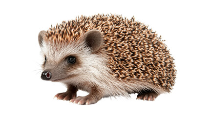 Obraz premium Hedgehog walking on transparent background, wildlife animal