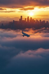 AirPlane Flying Over City