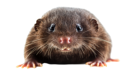 Small asian house shrew showing teeth on transparent background