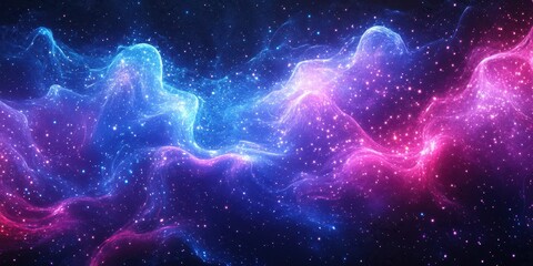 Colorful cosmic wave of stars and nebulae illuminating the night sky over an unknown galaxy
