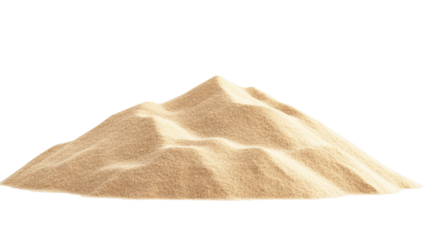 Large pile of sand forming a dune on transparent background