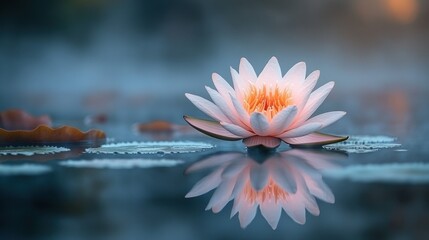 Serene lotus flower in tranquil water