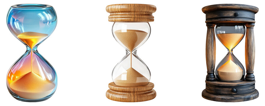 Colorful Hourglass Collection Isolated on Transparent Background