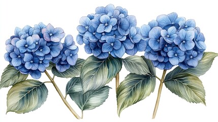 dusty blue hydrangea bouquet clipart watercolor art illustration detailed illustration