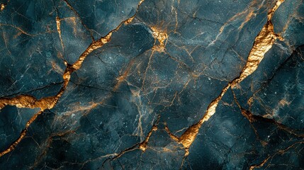 Dark Marble Texture, Cracks, Gold Veins