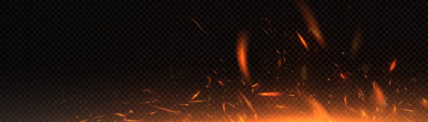 Abstract background with fire sparks and glowing particles. Fire vector design for effects, banners, backgrounds and presentations. Vector  © Valeriia