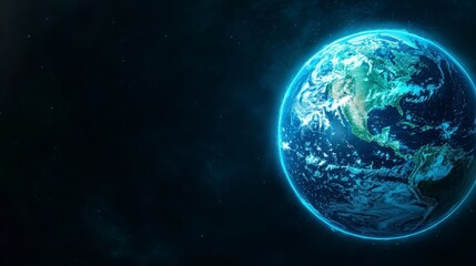 Naklejka premium Stunning image of a blue earth with a radiant bright glow at its center, signifying hope and life in the universe