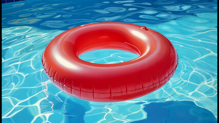 プールに浮かんでいる浮き輪