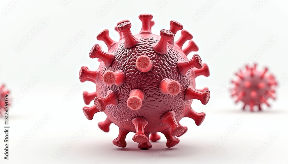 Aufkleber illustration of red virus pathogen cell on a white background. microscopic view of infectious diseas