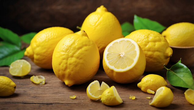 A Bright Collection of Delicious Lemon Fruits, Ideal for Cooking and Refreshing Beverages