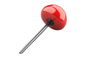 3D realistic pushpin with a sleek and detailed design, isolated on a white background. High-resolution image perfect for presentations, office supplies, and design projects.
