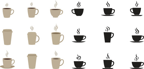 Set of silhouette coffee cup icon vector illustration with white background