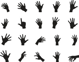 Set of black and white silhouette design hand gesture icon vector illustration with white background
