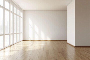 Fototapeta premium empty room with wooden floor with background